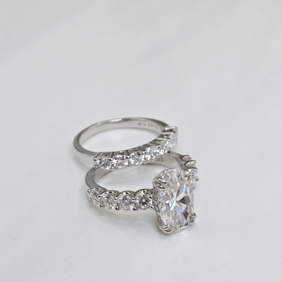 None Jewelry - 4cttw Moissanite Diamond Silver Women's Ring Set. Solid S925 Silver